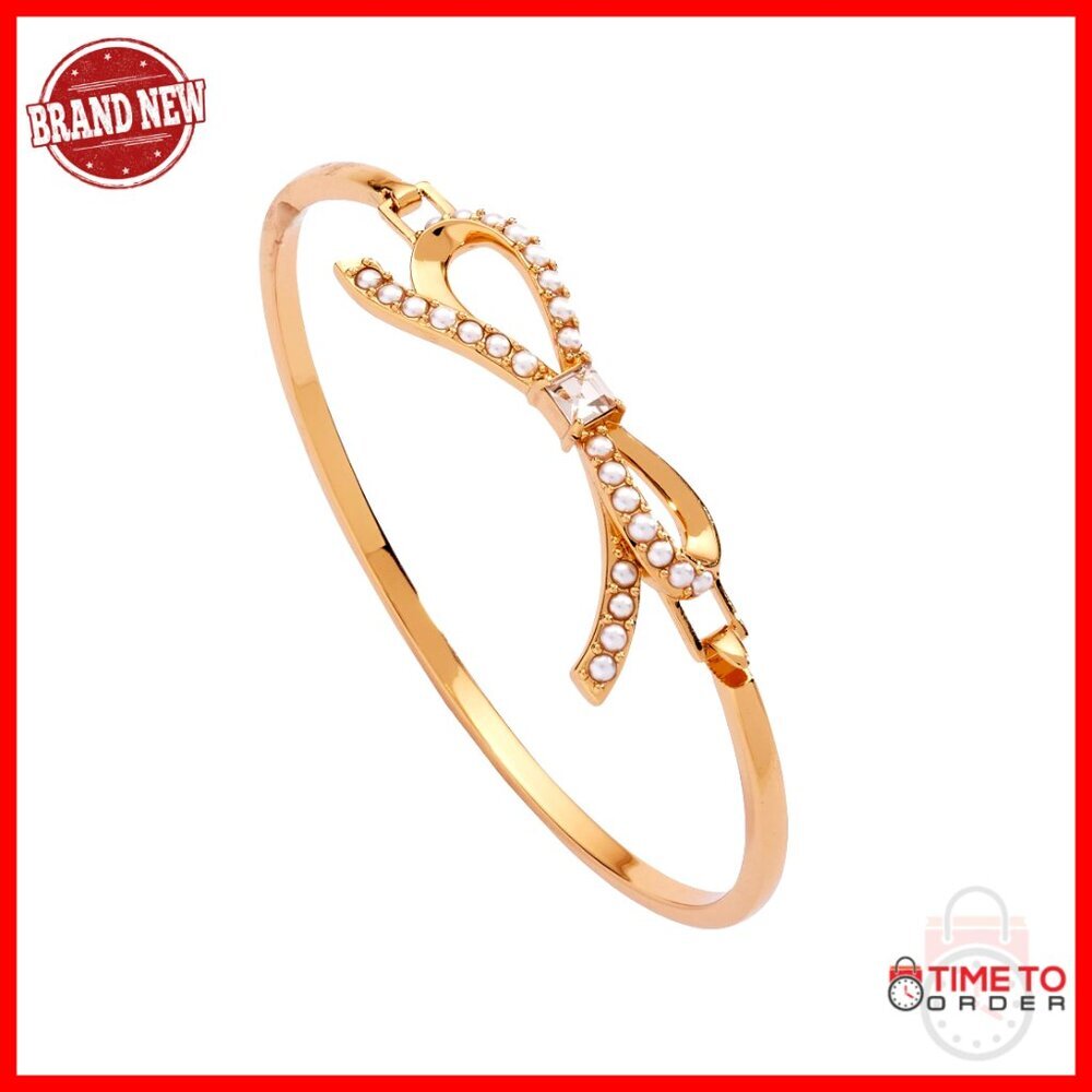 Gold Plated Brass Bracelet 7.25 Inch Nickel Free Pearl Accent